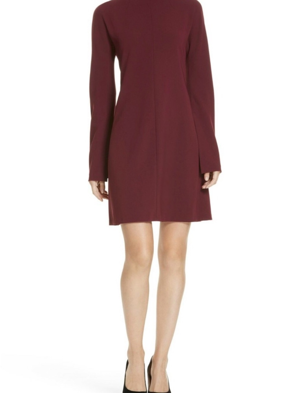 Theory Wine Long-Sleeve Shift Dress